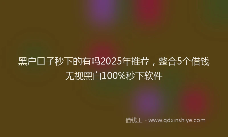 黑户口子秒下的有吗2025年推荐，整合5个借钱无视黑白100%秒下软件