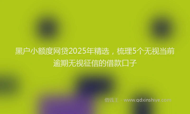 黑户小额度网贷2025年精选，梳理5个无视当前逾期无视征信的借款口子