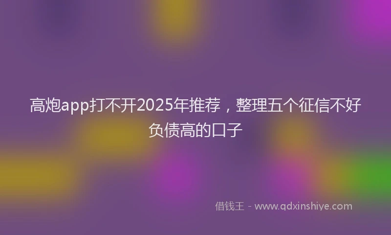 高炮app打不开2025年推荐，整理五个征信不好负债高的口子