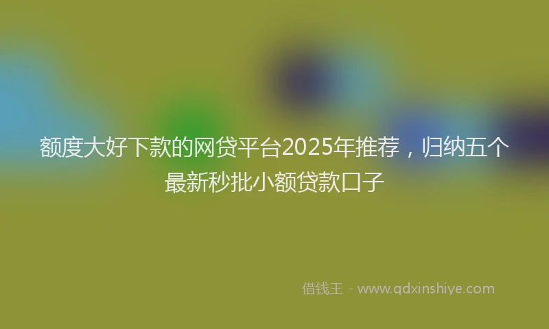 额度大好下款的网贷平台2025年推荐，归纳五个最新秒批小额贷款口子