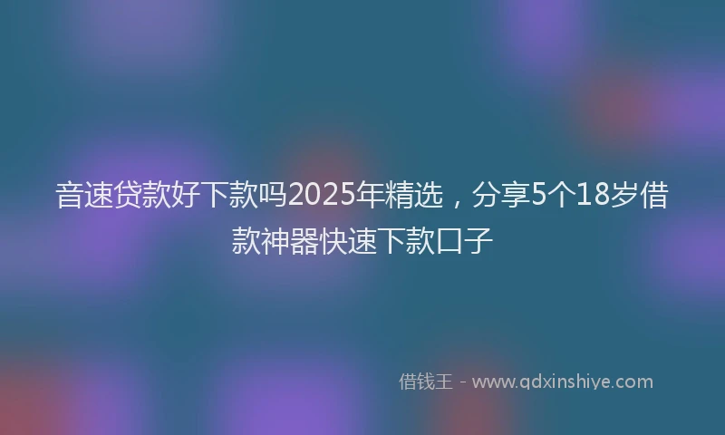 音速贷款好下款吗2025年精选，分享5个18岁借款神器快速下款口子