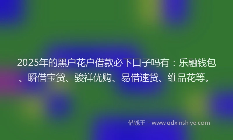 2025年的黑户花户借款必下口子吗有：乐融钱包、瞬借宝贷、骏祥优购、易借速贷、维品花等。