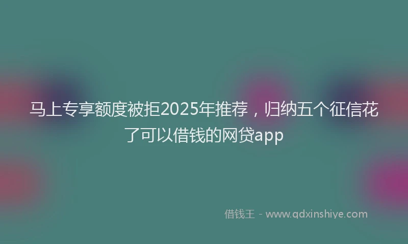 马上专享额度被拒2025年推荐，归纳五个征信花了可以借钱的网贷app