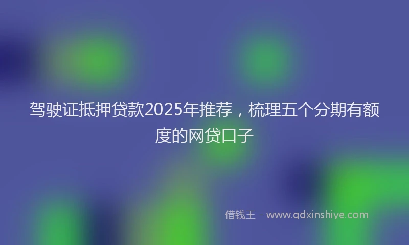 驾驶证抵押贷款2025年推荐，梳理五个分期有额度的网贷口子