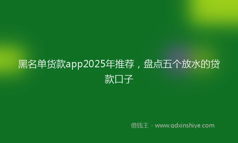 黑名单货款app2025年推荐，盘点五个放水的贷款口子