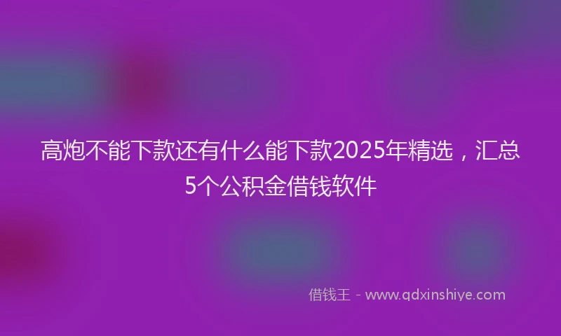 高炮不能下款还有什么能下款2025年精选，汇总5个公积金借钱软件