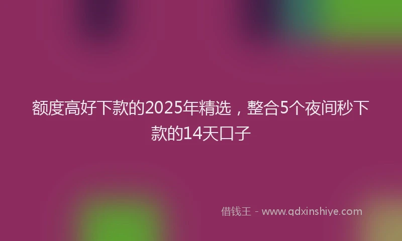 额度高好下款的2025年精选，整合5个夜间秒下款的14天口子