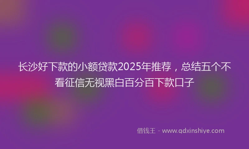 长沙好下款的小额贷款2025年推荐，总结五个不看征信无视黑白百分百下款口子
