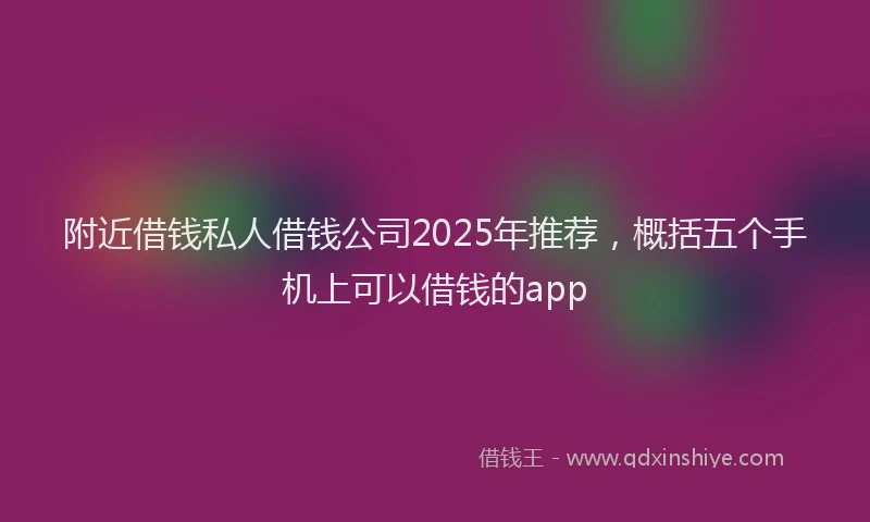 附近借钱私人借钱公司2025年推荐，概括五个手机上可以借钱的app