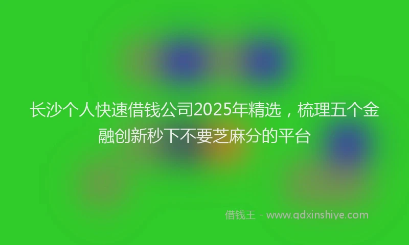 长沙个人快速借钱公司2025年精选，梳理五个金融创新秒下不要芝麻分的平台