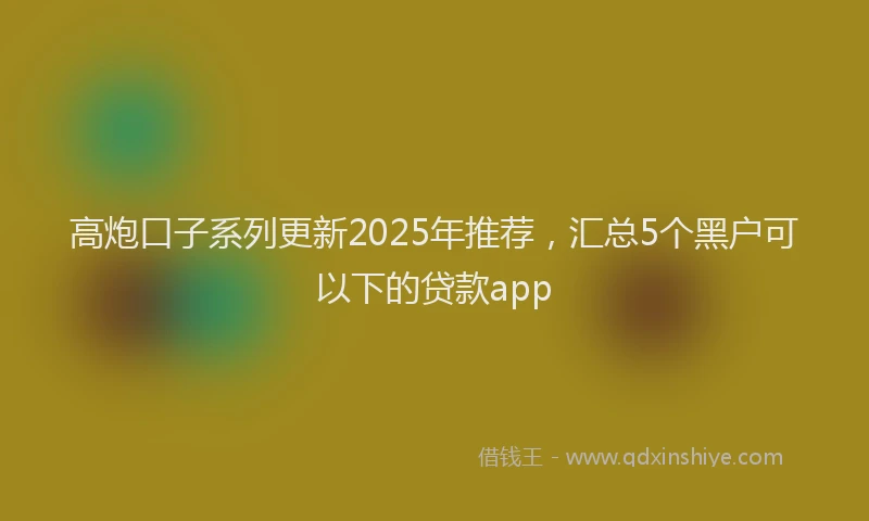 高炮口子系列更新2025年推荐，汇总5个黑户可以下的贷款app