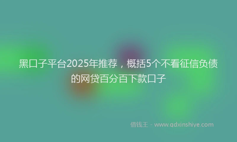 黑口子平台2025年推荐，概括5个不看征信负债的网贷百分百下款口子