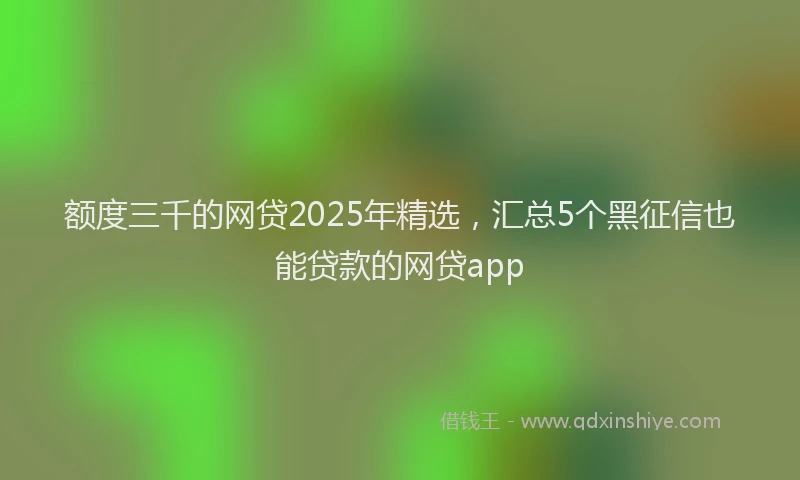 额度三千的网贷2025年精选，汇总5个黑征信也能贷款的网贷app