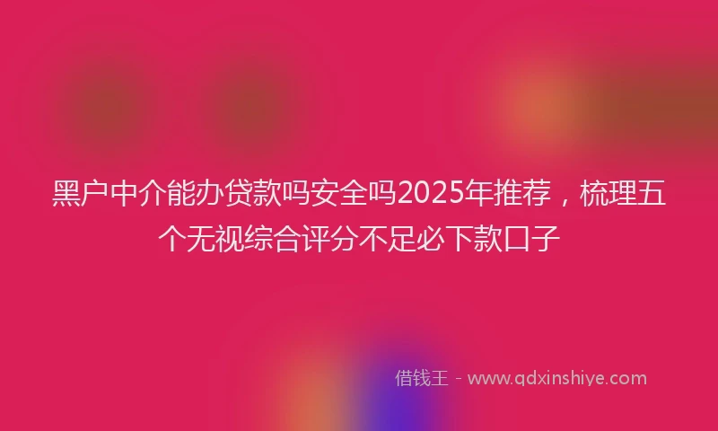 黑户中介能办贷款吗安全吗2025年推荐，梳理五个无视综合评分不足必下款口子