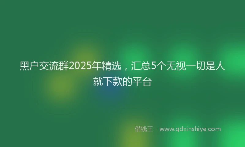 黑户交流群2025年精选，汇总5个无视一切是人就下款的平台