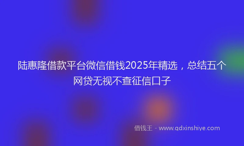 陆惠隆借款平台微信借钱2025年精选，总结五个网贷无视不查征信口子
