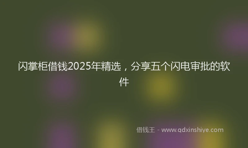 闪掌柜借钱2025年精选，分享五个闪电审批的软件