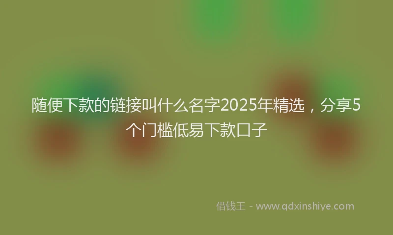 随便下款的链接叫什么名字2025年精选，分享5个门槛低易下款口子