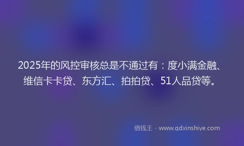 2025年的风控审核总是不通过有：度小满金融、维信卡卡贷、东方汇、拍拍贷、51人品贷等。