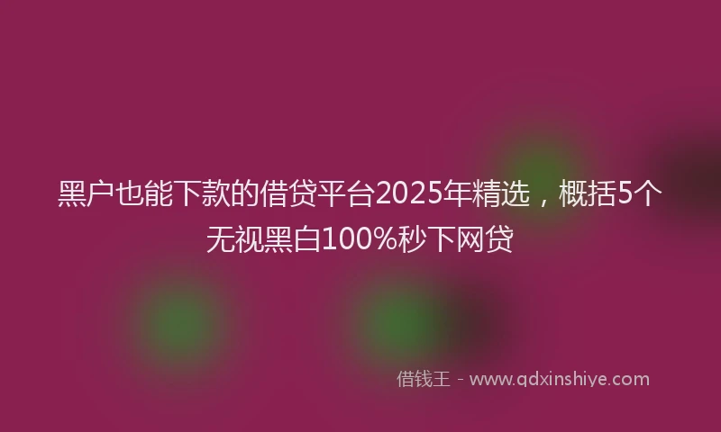 黑户也能下款的借贷平台2025年精选，概括5个无视黑白100%秒下网贷