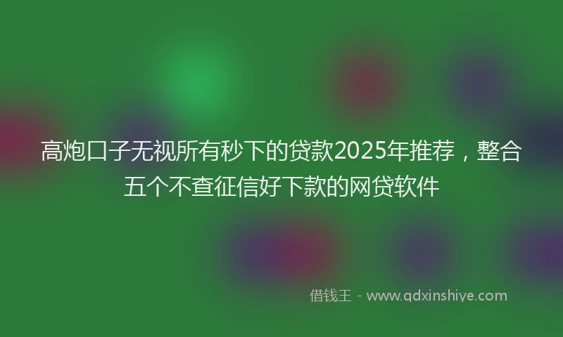 高炮口子无视所有秒下的贷款2025年推荐，整合五个不查征信好下款的网贷软件