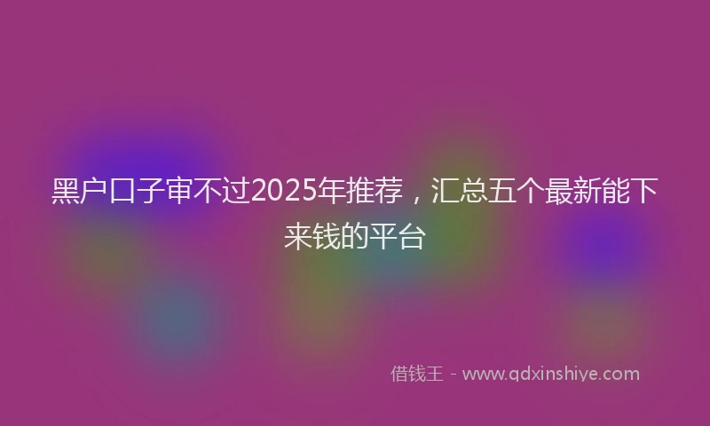 黑户口子审不过2025年推荐，汇总五个最新能下来钱的平台