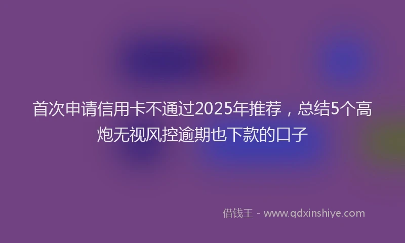 首次申请信用卡不通过2025年推荐，总结5个高炮无视风控逾期也下款的口子