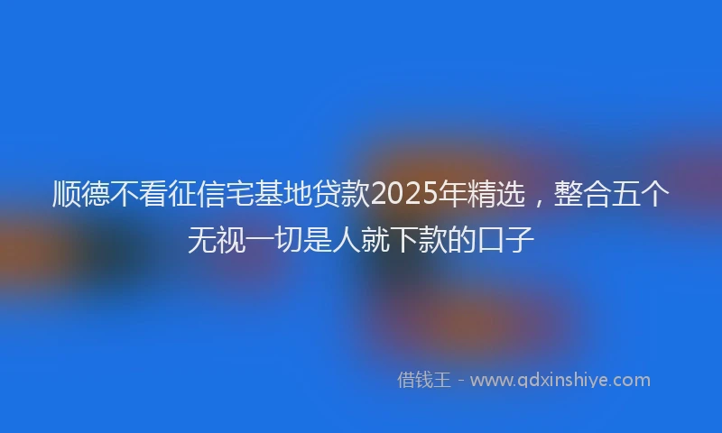 顺德不看征信宅基地贷款2025年精选，整合五个无视一切是人就下款的口子