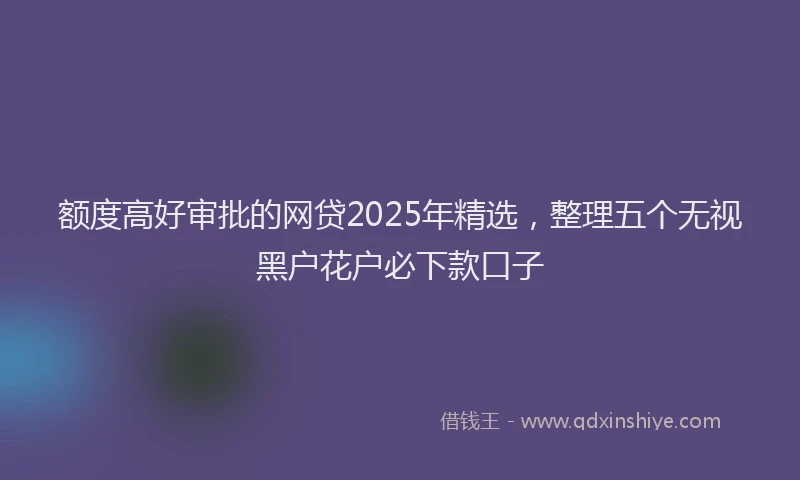 额度高好审批的网贷2025年精选，整理五个无视黑户花户必下款口子