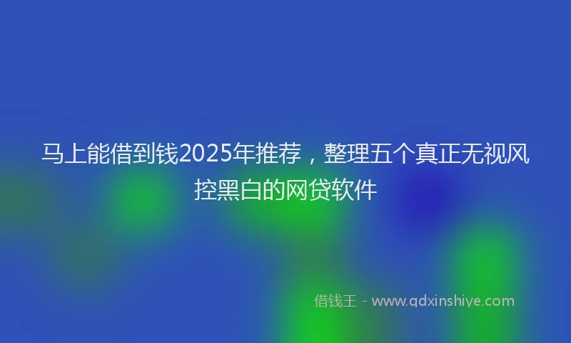 马上能借到钱2025年推荐，整理五个真正无视风控黑白的网贷软件