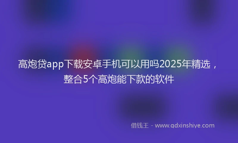 高炮贷app下载安卓手机可以用吗2025年精选，整合5个高炮能下款的软件