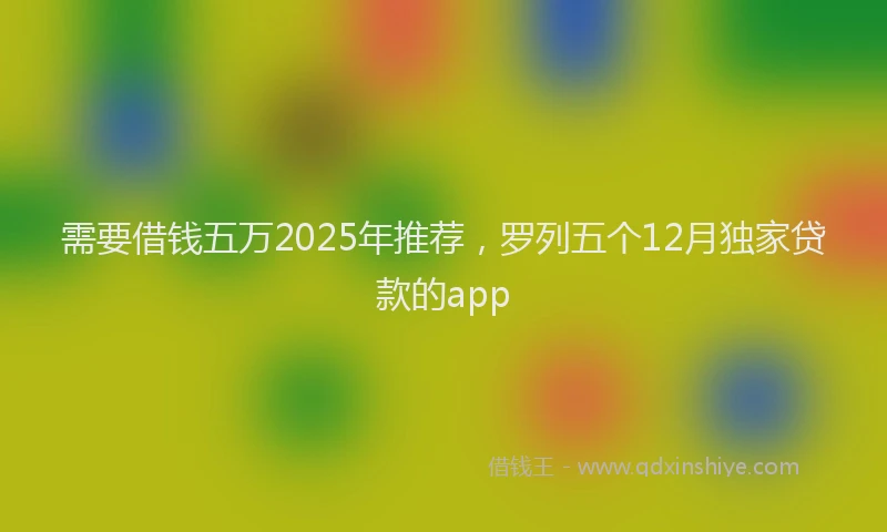 需要借钱五万2025年推荐，罗列五个12月独家贷款的app