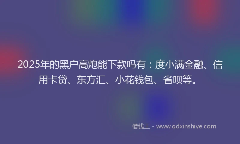 2025年的黑户高炮能下款吗有：度小满金融、信用卡贷、东方汇、小花钱包、省呗等。