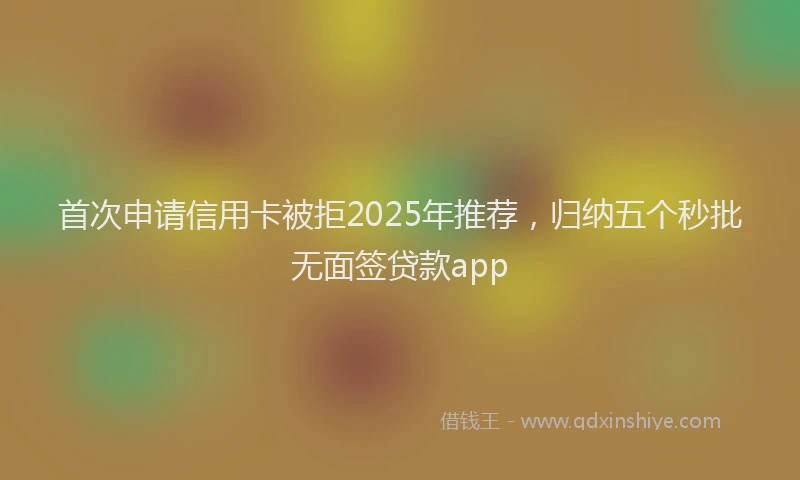首次申请信用卡被拒2025年推荐，归纳五个秒批无面签贷款app