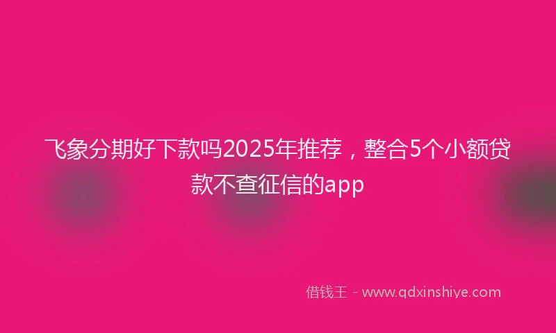 飞象分期好下款吗2025年推荐，整合5个小额贷款不查征信的app