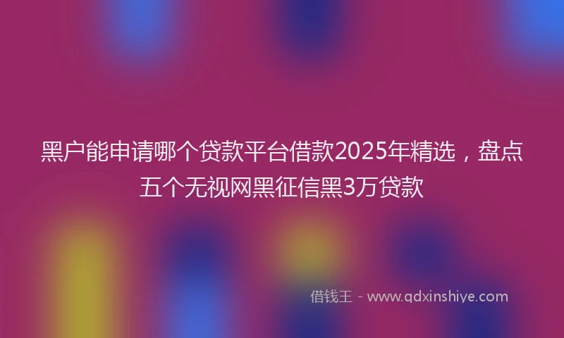黑户能申请哪个贷款平台借款2025年精选，盘点五个无视网黑征信黑3万贷款