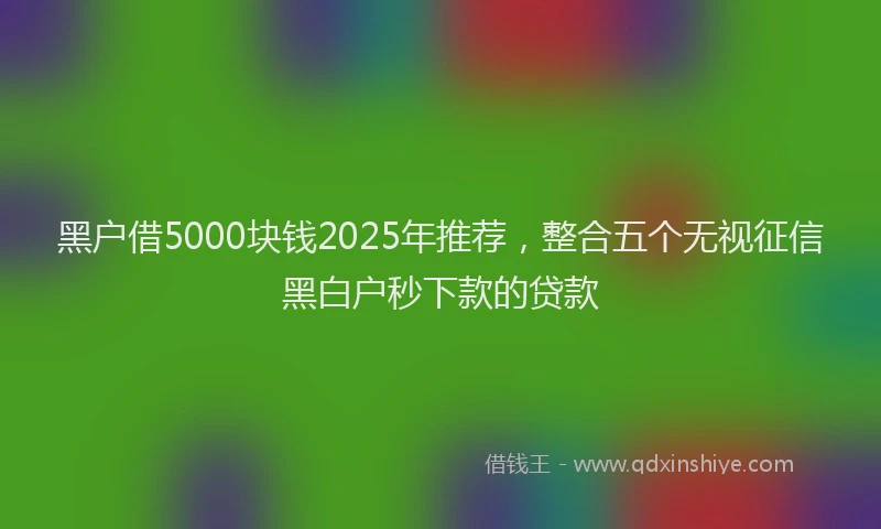 黑户借5000块钱2025年推荐，整合五个无视征信黑白户秒下款的贷款