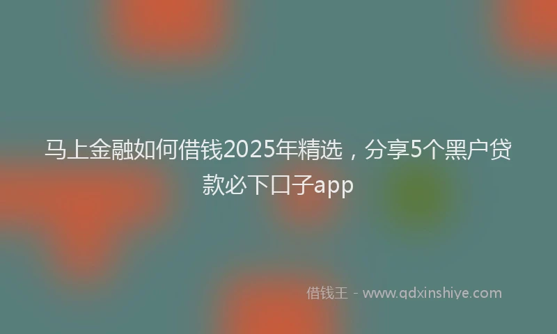 马上金融如何借钱2025年精选，分享5个黑户贷款必下口子app