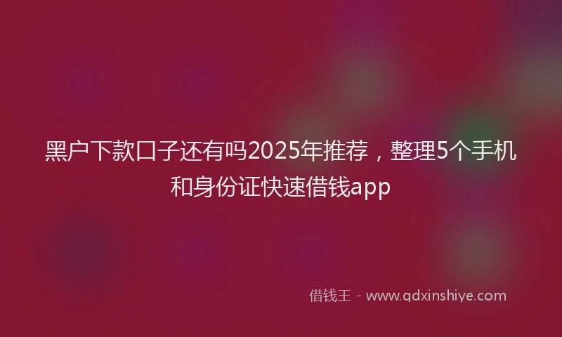 黑户下款口子还有吗2025年推荐，整理5个手机和身份证快速借钱app