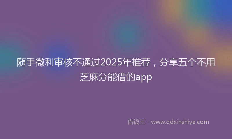 随手微利审核不通过2025年推荐，分享五个不用芝麻分能借的app