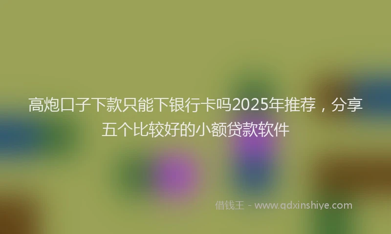 高炮口子下款只能下银行卡吗2025年推荐，分享五个比较好的小额贷款软件
