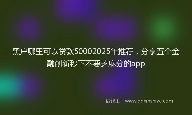 黑户哪里可以贷款50002025年推荐，分享五个金融创新秒下不要芝麻分的app