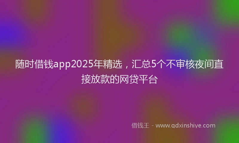 随时借钱app2025年精选，汇总5个不审核夜间直接放款的网贷平台