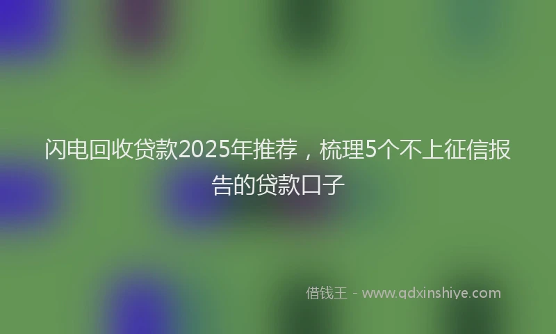 闪电回收贷款2025年推荐，梳理5个不上征信报告的贷款口子