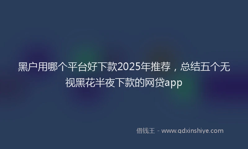 黑户用哪个平台好下款2025年推荐，总结五个无视黑花半夜下款的网贷app
