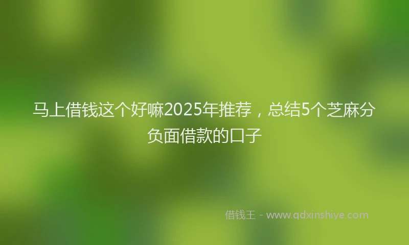 马上借钱这个好嘛2025年推荐，总结5个芝麻分负面借款的口子