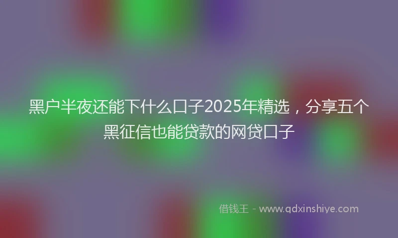 黑户半夜还能下什么口子2025年精选，分享五个黑征信也能贷款的网贷口子