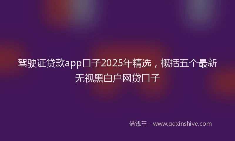 驾驶证贷款app口子2025年精选，概括五个最新无视黑白户网贷口子