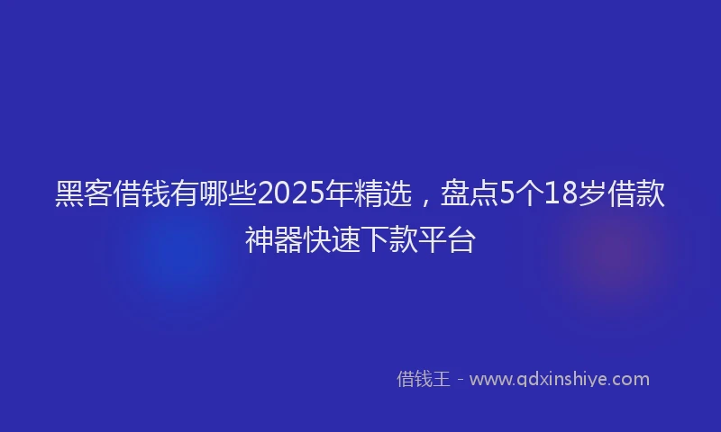 黑客借钱有哪些2025年精选，盘点5个18岁借款神器快速下款平台
