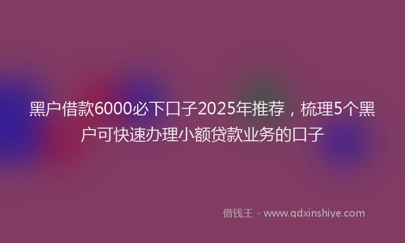 黑户借款6000必下口子2025年推荐，梳理5个黑户可快速办理小额贷款业务的口子